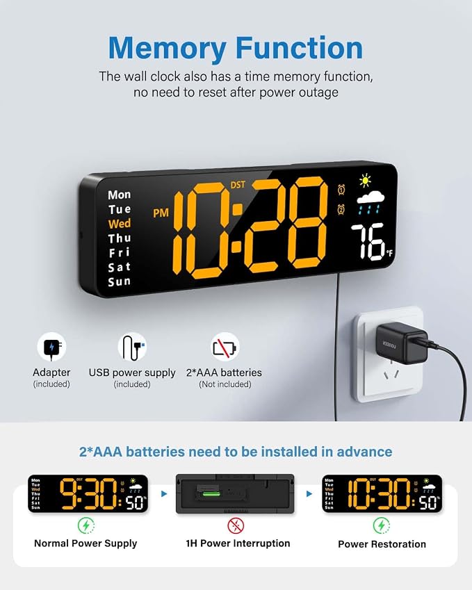 Digital Wall Clock, Digital Clock Large Display