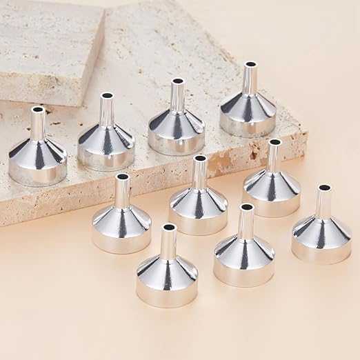 10Pcs Gold Mini Metal Funnels Set, Transfer Tools for Essential Oils, Perfume, Small Bottles