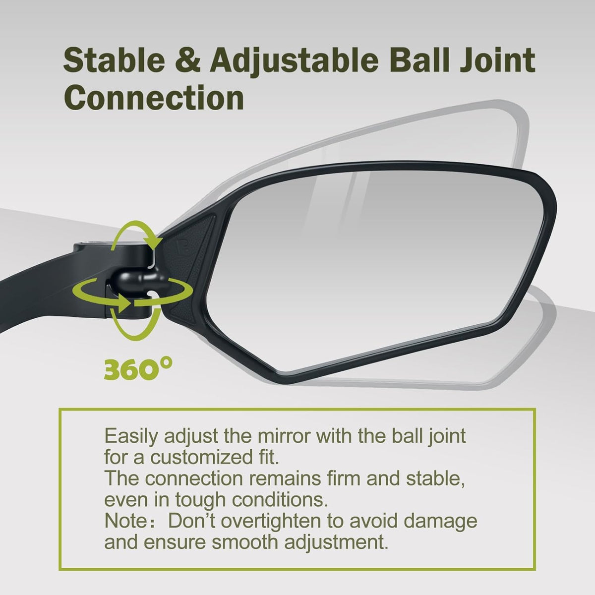 Skiennix Adjustable Bike Mirrors - HD Shatterproof, 360° Rotatable, Universal Fit for MTB & E-Bikes | Left & Right Pair