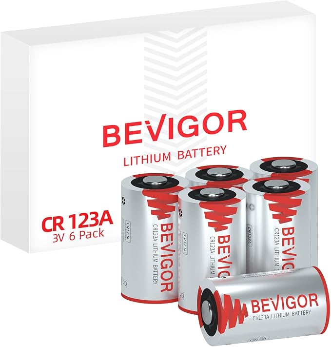 BEVIGOR CR123A 3V Lithium Batteries 6 Pack, 1500mAh Photo Battery, 3 Volt 123