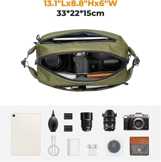 K&F CONCEPT Camera Sling Bag Crossbody Bag Waterproof Camera Shoulder Backpack