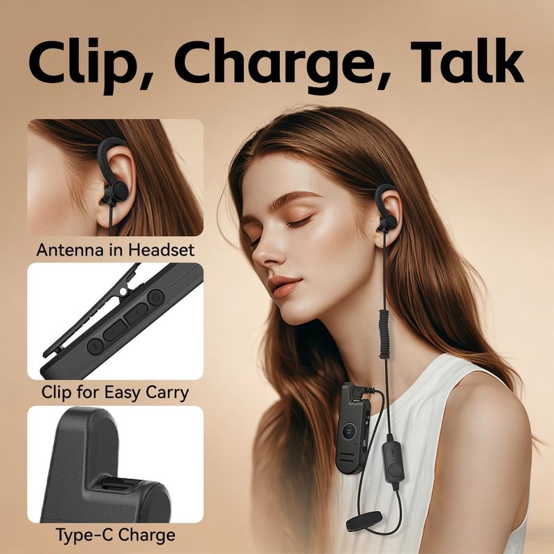Radtel RT13 Super Mini Walkie Talkie Rechargeable, VOX Handsfree,Two Way Radio FRS Business Radio for Restaurants Hair Salons Hotels (3 Pack)