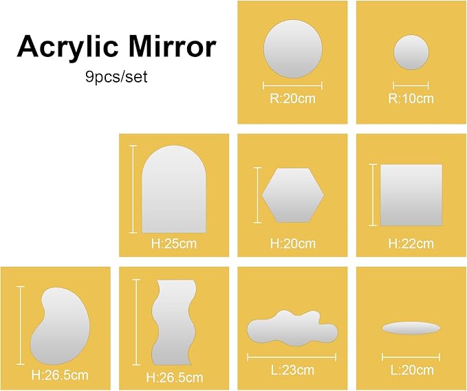 Meking 9PCS Product Photography Props Acrylic Mirror Glass Simulated Photoshoot