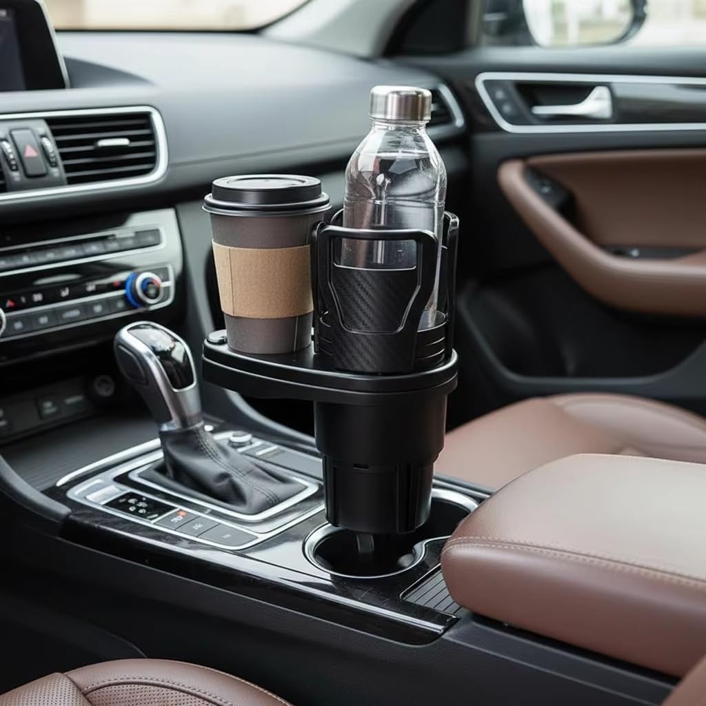 Car Cup Holder Expander for Suzuki Jimny 5-Door 2024-2026 2-in-1 Dual Cup Mount Organizer with 360 Degree Rotating Adjustable Base Black 1 Pack