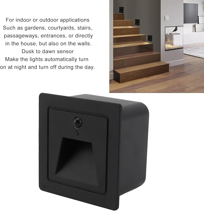Fafeicy LED Step Light Motion Sensor Aluminum IP65 3W 110‑240V Stair Light for Hallway Closet Bedroom