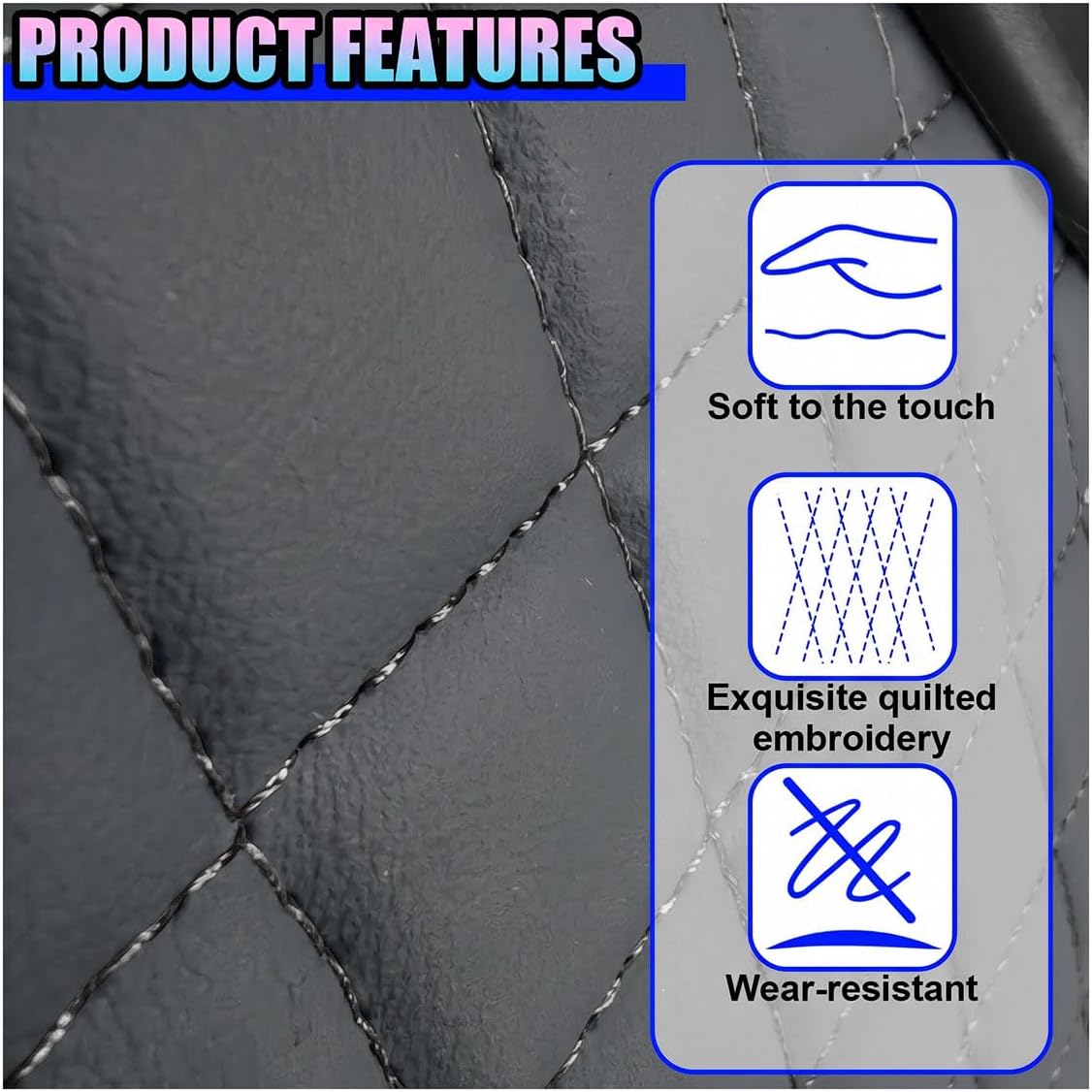 Leather Car Center Console Cover, Armrest Booster Cushion, Grey