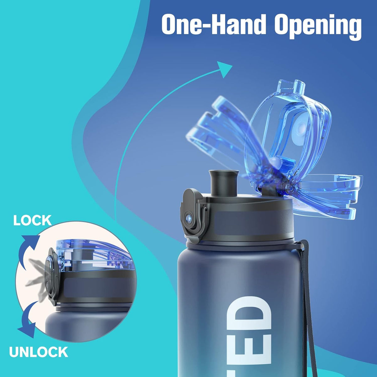 Sahara Sailor Water Bottle - Durable & Leakproof Tritan Design | Motivational Time Marker, BPA Free, 32/25/17oz