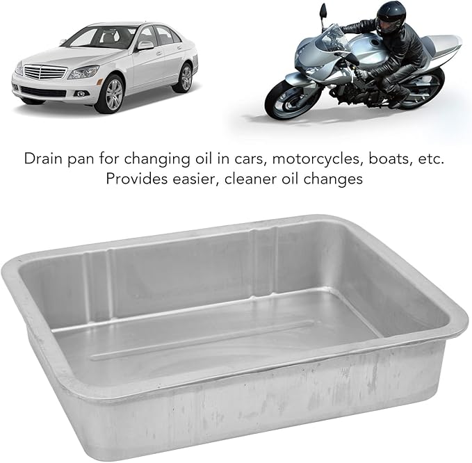 Acouto Galvanized Drip Pan Oil Drain Pan Leak Portable Universal Metal Construction Automotive Oil Change Container(#2)