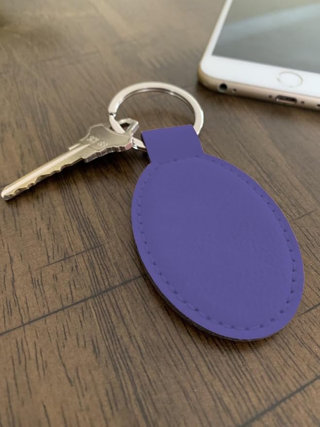 LaserGram Oval Keychain, Golf Ball, Personalized Engraving Included (Dark Purple)