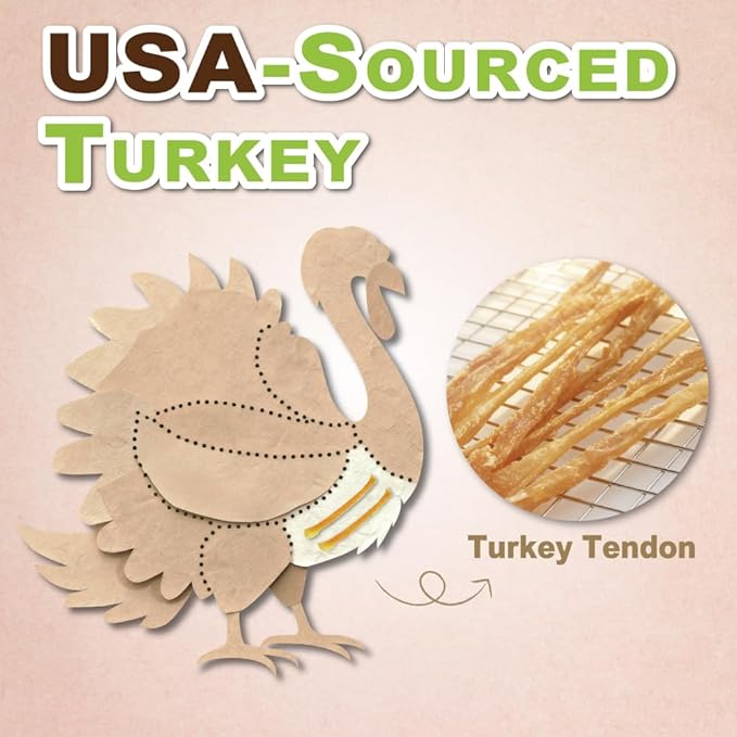 A Freschi srl Turkey Tendons for Dogs, Long-Lasting, Hypoallergenic Rawhide Alternative, Human Grade, Healthy Puppy Chews, Natural Dog Treats for Large Dogs, Bone (L), 1 Count Pack
