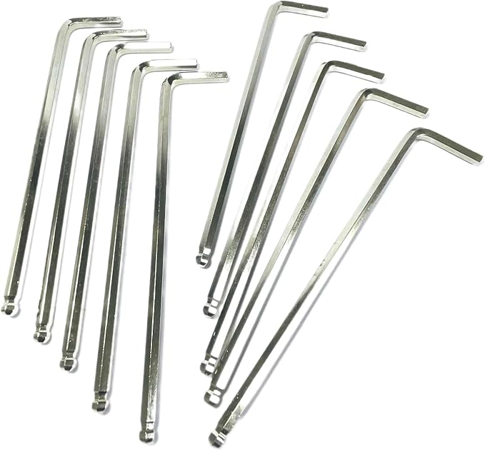 10pcs 5mm Ball End Allen Wrench sets,5mm Hex Key Wrench set,5mm ball end Hex Driver allen key Door Key L Shaped hex wrench set with Long Arm 156mm lengh.5mm ball end hex wrench
