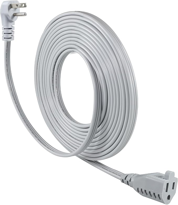 KUNCAN Appliance Power Extension Cord - 3 Prong Flat Wire SPT-3 14 AWG Heavy Duty Male to Female Extender Low Profile Grounded Cable for Major AC Unit, Air Conditioner, Refrigerator (25 Feet)