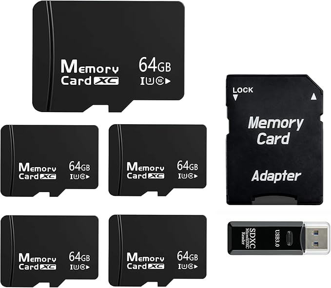5-Pack 64GB Micro SD Card for Dashcam & Security Cam U3 V30 A1 | High Endurance