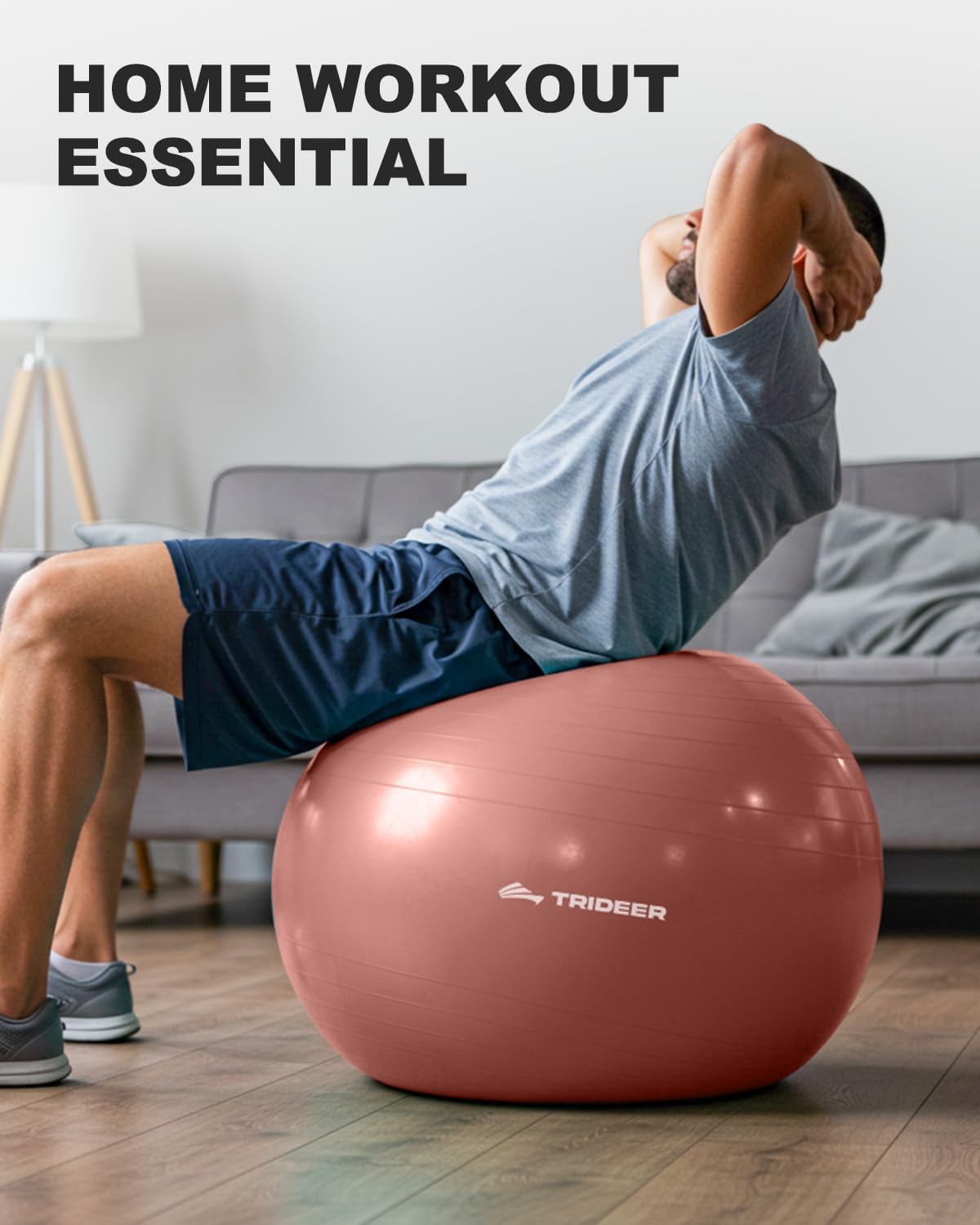 Trideer Exercise Ball - Stability Ball for Yoga & Pilates | Home Gym & Office Chair, 5 Sizes Available