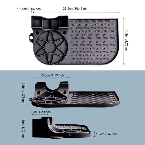 2 Pack Silicone Drying Mat for Stanley, Water Bottle Drying Rack for Holds Lids, Straws, Cups and Bottles Drain Pad for Kitchen/RV/Travel/Desktop User, Easy Clean, Non-Slip, Heat Resistant (Gray)