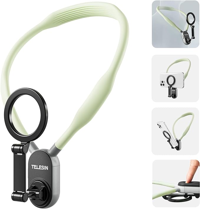 TELESIN Magnetic Neck Mount for Phones, Cell Phone Holder Stand Hanging on Neck