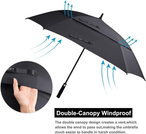 G4Free Extra Large Golf Umbrella - 62/68 Inch Windproof Double Canopy with Auto Open Feature