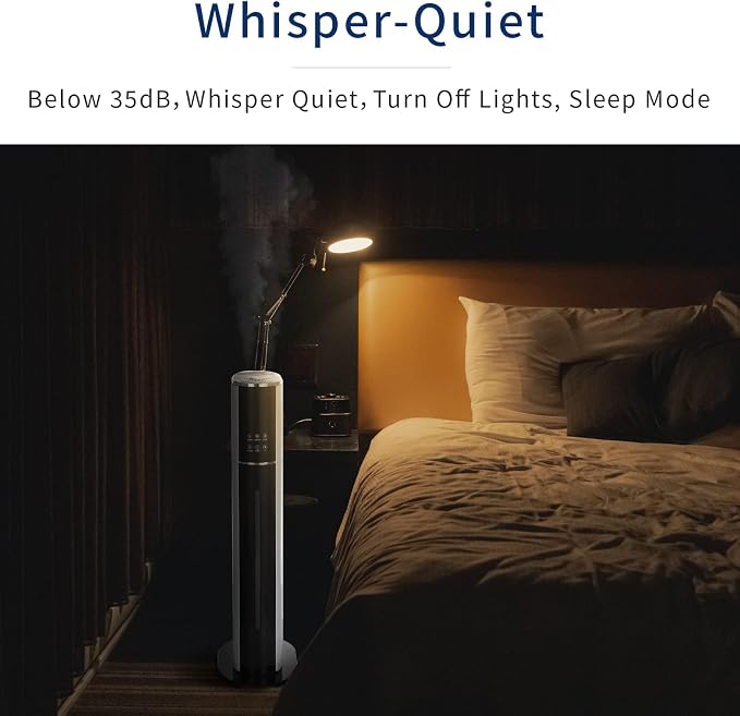 Ultrasonic Cool Mist Humidifier for Large Room Bedroom, Top Fill Humidifier(9L/2.38Gals) for Baby Adults, Smart & Remote Control, Last 60 Hours