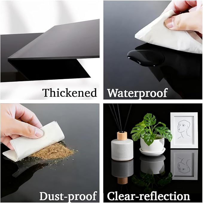 2 PCS Board Photo Backdrop, 16x12 Inch Black Double Sided Matte and Reflective