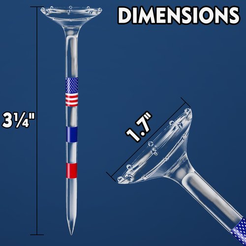 Kamitty Golf Tees Plastic, Unbreakable Golf Tee 3 1/4" Pack of 50/80 with Big Cup & 8 Prongs, Reduces Friction & Side Spin, Multiple Colors Long Golf Tees Bulk, American USA Flag (USA Flag 50 Pack)