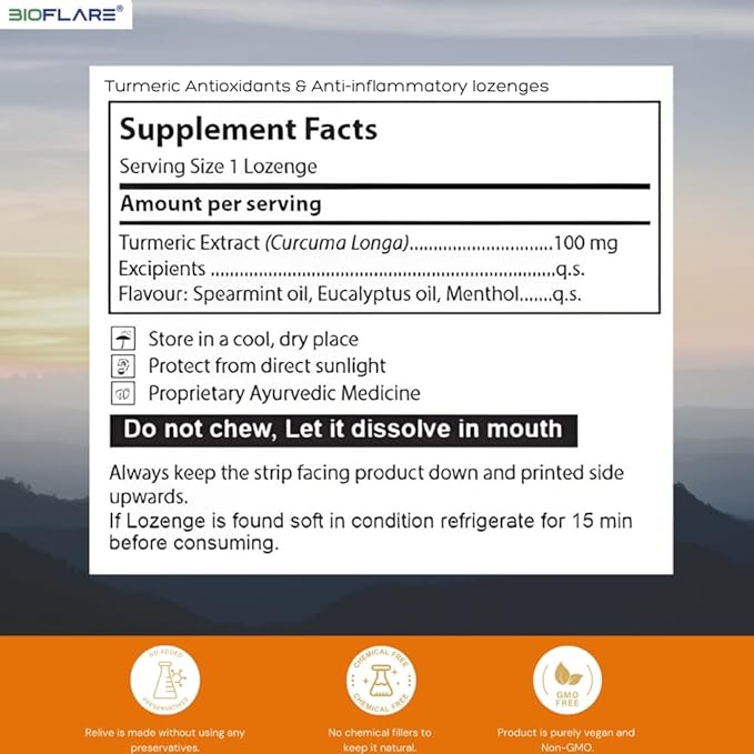 Turmeric Lozenges – Sugar-Free Throat Lozenges for Sore Throat Relief & Cough – Turmeric Curcumin Supplement with Curcuma & Turmeric Extract – Immune & Liver Support (10-Pack)