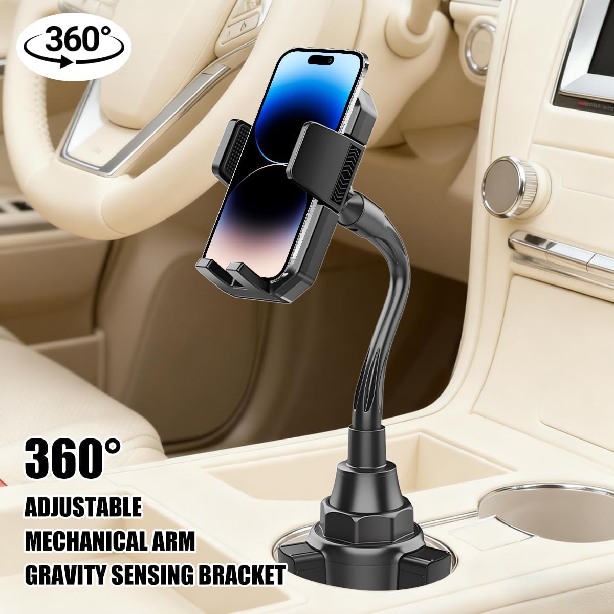 360° Rotatable Long-Neck Cup Holder Phone Mount, Style X907
