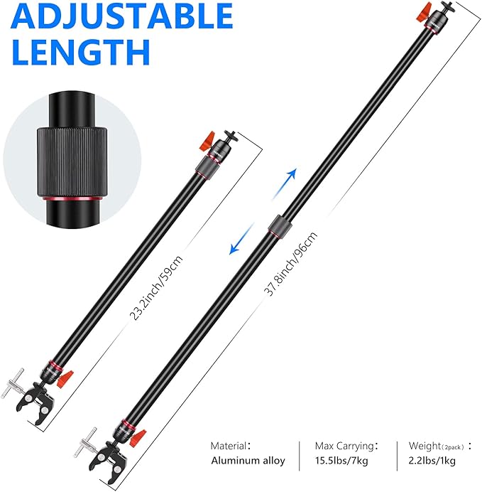 Neewer Camera Slider Support Arm Stabilizer, Extendable Poles