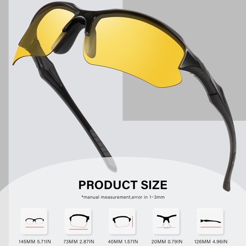 DioKiw 3PACK Polarized Night Vision Glasses for Men Driving Cycling Sport Night Anti Glare Yellow Lens Glasses Lightweight Frame