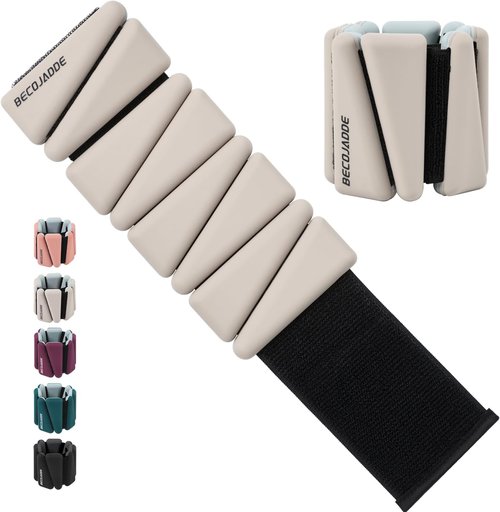 BECOJADDE Ankle Weights - Adjustable 1 lb/2 lb/3 lb Set for Pilates, Running, Yoga | Perfect for Arm & Leg Workouts