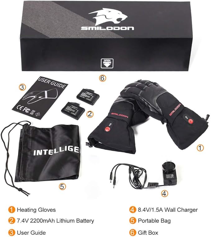 Smilodon Heated Gloves, Unisex Rechargeable Battery Powered Electric Heating Glove
