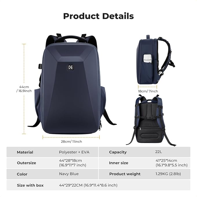 K&F CONCEPT Camera Backpack, Hardshell Photography DSLR Camera Bag