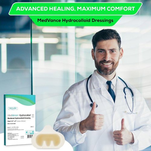 MedVance Hydrocolloid – Bordered Hydrocolloid Adhesive Dressing, Heel/Elbow, 3.5"x5", Box of 5 dressings