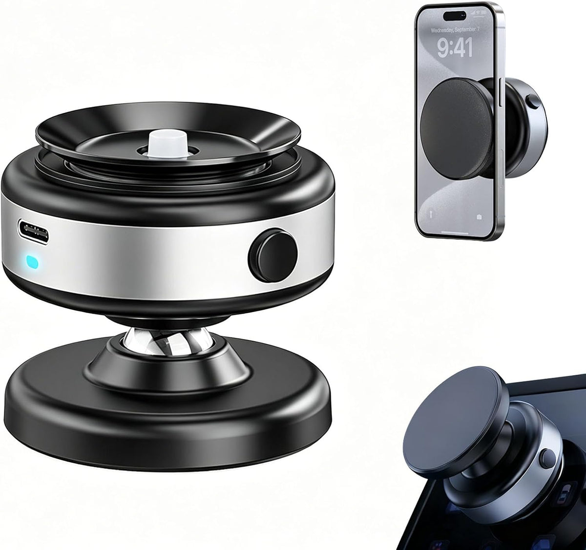Electric Vacuum Magnetic Phone Holder for Car/Gym/Mirror/Marble Wall, Auto-Seal & Quick Release Suction Cup Phone Mount, 360° Adjustable for MagSafe Car Phone Mount for iPhone 17/16 Pro Max