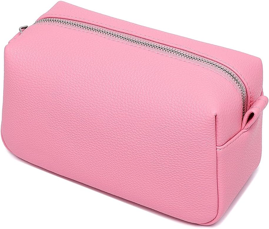 Travel Makeup Bag, Ring Clasp Wristlet Organizer (Azalea Pink)