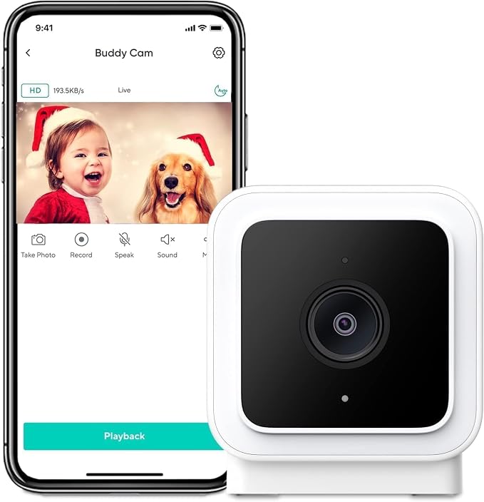 Cam V3 Smart Home Security Camera, Indoor/Outdoor Use, IP65-Rated 1080p Plug-in