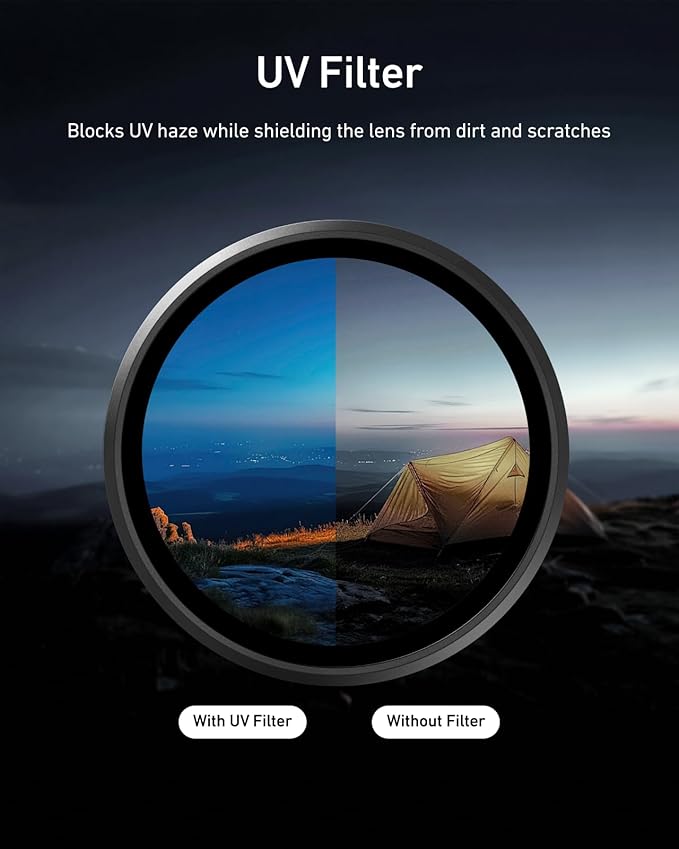 TELESIN Filter Kit for DJI Osmo Action 6 – VND 2–32 Variable ND, CPL UV Lens