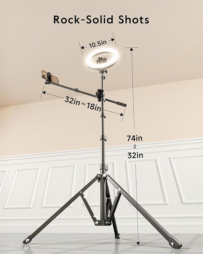 Soft Ring Light with Stand & Dual Phone Mount, LUXSURE Phone Tripod with Ring