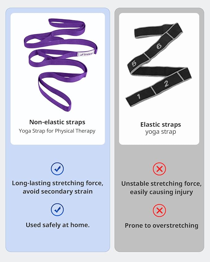 Trideer Stretching Strap Yoga Strap for Physical Therapy, 10 Loops Yoga Straps for Stretching, Non-Elastic Stretch Strap for Pilates, Exercise, Stretch Band for Women & Men