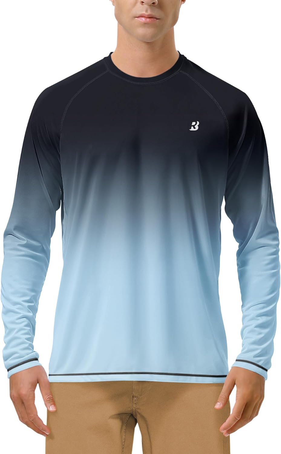 Roadbox Men's UV Sun Protection Shirt - UPF 50+ Long Sleeve Rash Guard for Fishing, Hiking & Running