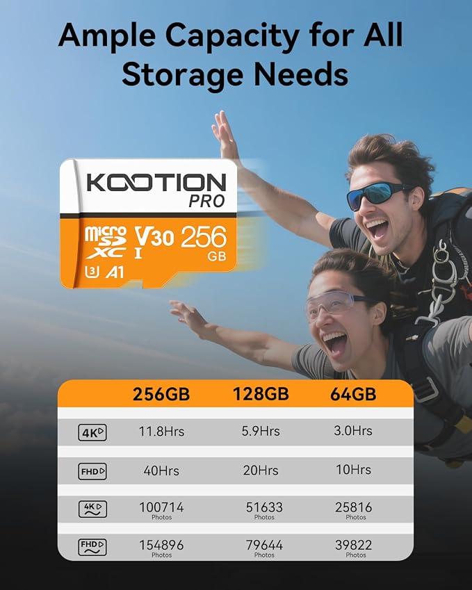 KOOTION 256GB Micro SD Card 3Pack, TF Card Micro SDXC Memory Card V30 A1 App