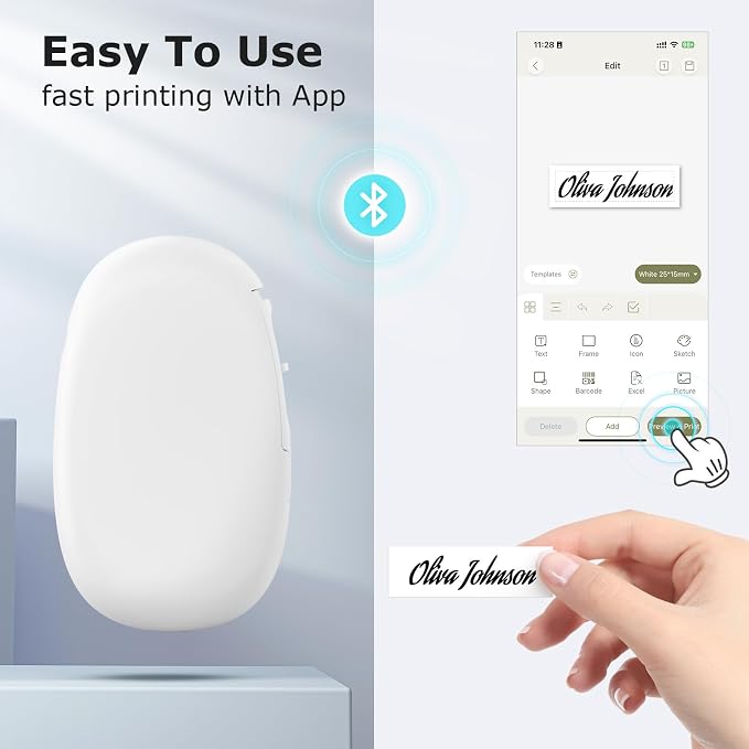 SUPVAN Label Makers E10 Mini Bluetooth Label Printer Wireless Labeler Label