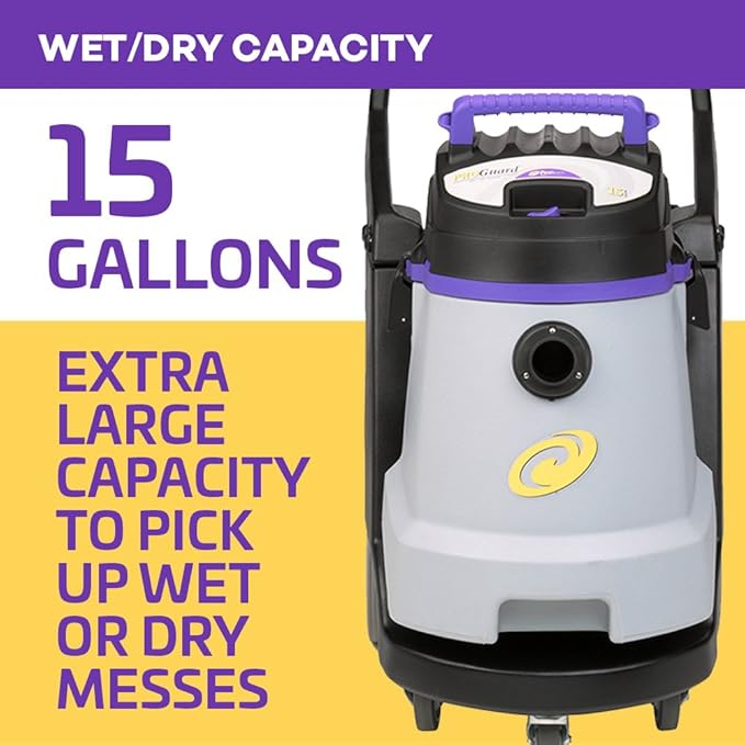 ProTeam Wet Dry Vacuums, ProGuard 15, 15-Gallon Commercial Wet Dry Vacuum Cleaner with Tool Kit