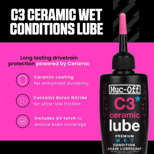 Muc-Off C3 Ceramic Wet Bike Chain Lube - Ultimate Protection for Smooth Performance | 120ml
