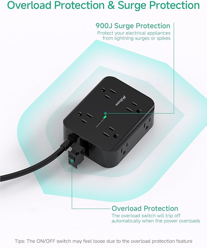 25FT Extension Cord - 8 Outlets Surge Protector Power Strip with USB Ports, Heavy-Duty Braided Extension Cord with Multiple Outlets, Flat Plug, Circuit Breaker, Charging Station Overload Protection