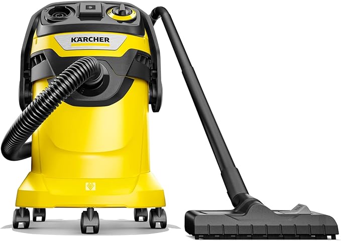 Kärcher Shop Vacuum WD 5 P, 6.6 Gal, 6.0 Peak HP, 33 ft Reach, Wet Dry Vacuum Cleaner, Heavy Duty, Blower Function, Crevice Tool, Floor Nozzle, Great for DIY Projects and Workshops