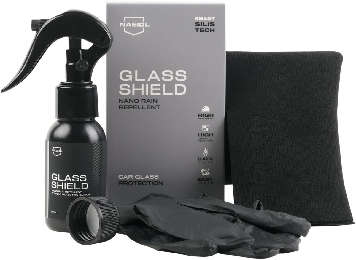 Nasiol Car Nano Protection Package Professional - Advantage Set - Car Care Set (Rain Repellent, Ceramic Coating, Plastic Surface Protection, Fabric Surface Protection, Microfiber Cloth)