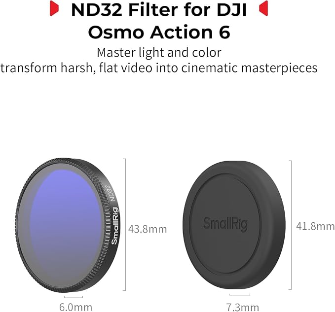 SmallRig ND32 Filter for DJI Osmo Action 6, Snap-On Polarizing Neutral Density