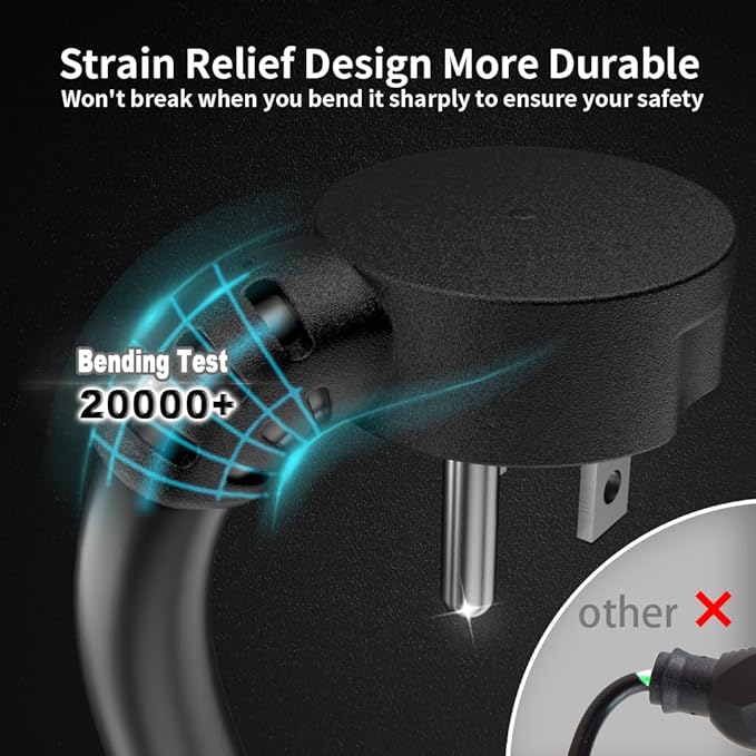 HUANCHAIN 14 Gauge 6 Feet (3 Pack) Flat Plug Extension Cord Black Indoor Outdoor, Heavy Duty 3 Prong Grounded Low Profile Extension Wire Flexible, 15A 1875W 125V 14AWG SJTW, ETL Listed