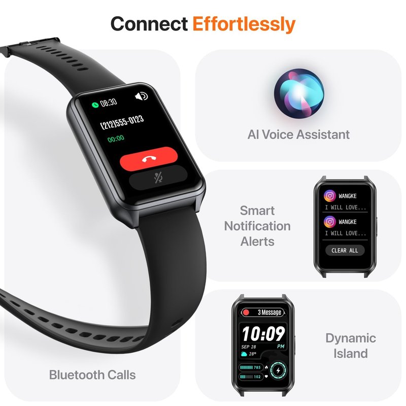 SGJIK Smart Watch Fitness Tracker with Make Call 24/7 Heart Rate Blood Pressure Sleep Monitor, 100+ Sports Modes, Calorie Step Counter for Walking, IP68 Waterproof, Smart Watches for Men Women