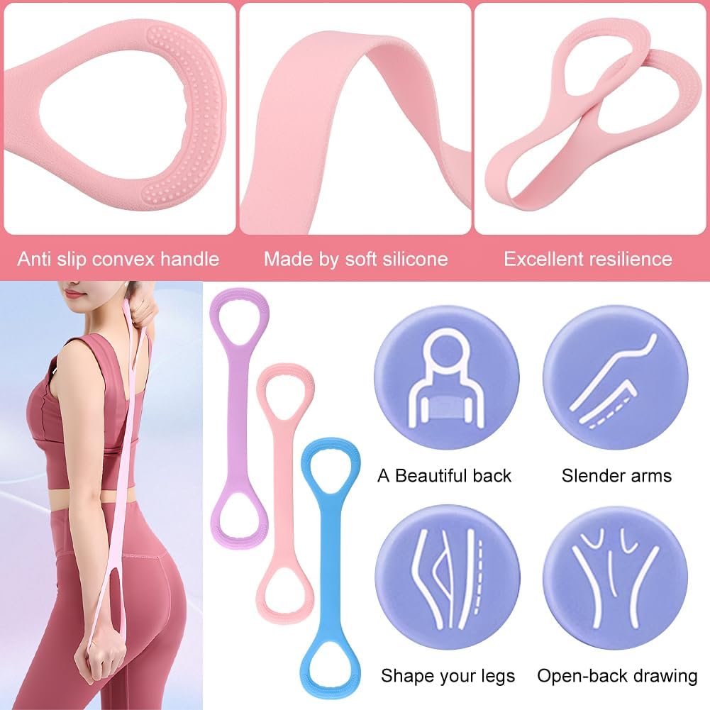 Skiennix Figure 8 Resistance Bands - 3-Piece Elastic Workout Set for Women | Perfect for Yoga & Stretching